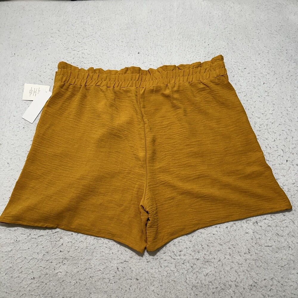 Retrology Women's XL Medallion Gold Yellow Paperbag Shorts 5" Inseam Tie Front - Picture 6 of 11